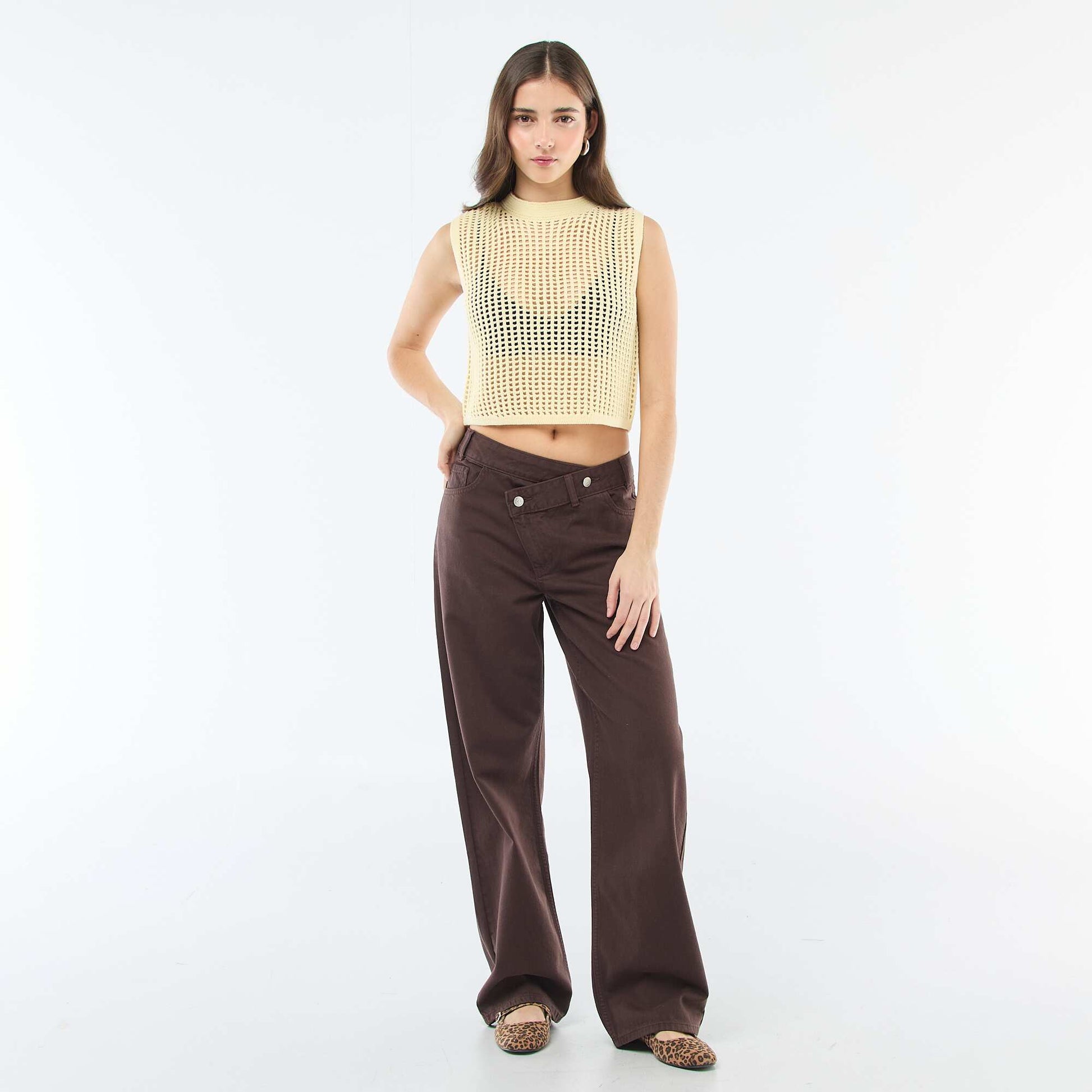 Top sin mangas de crochet AMARILLO
