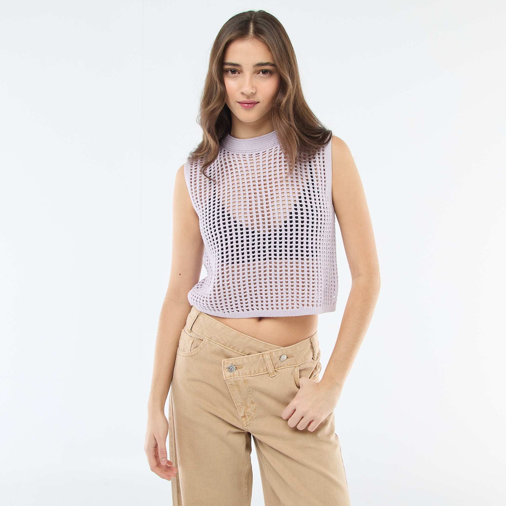 Top sin mangas de crochet ROSA