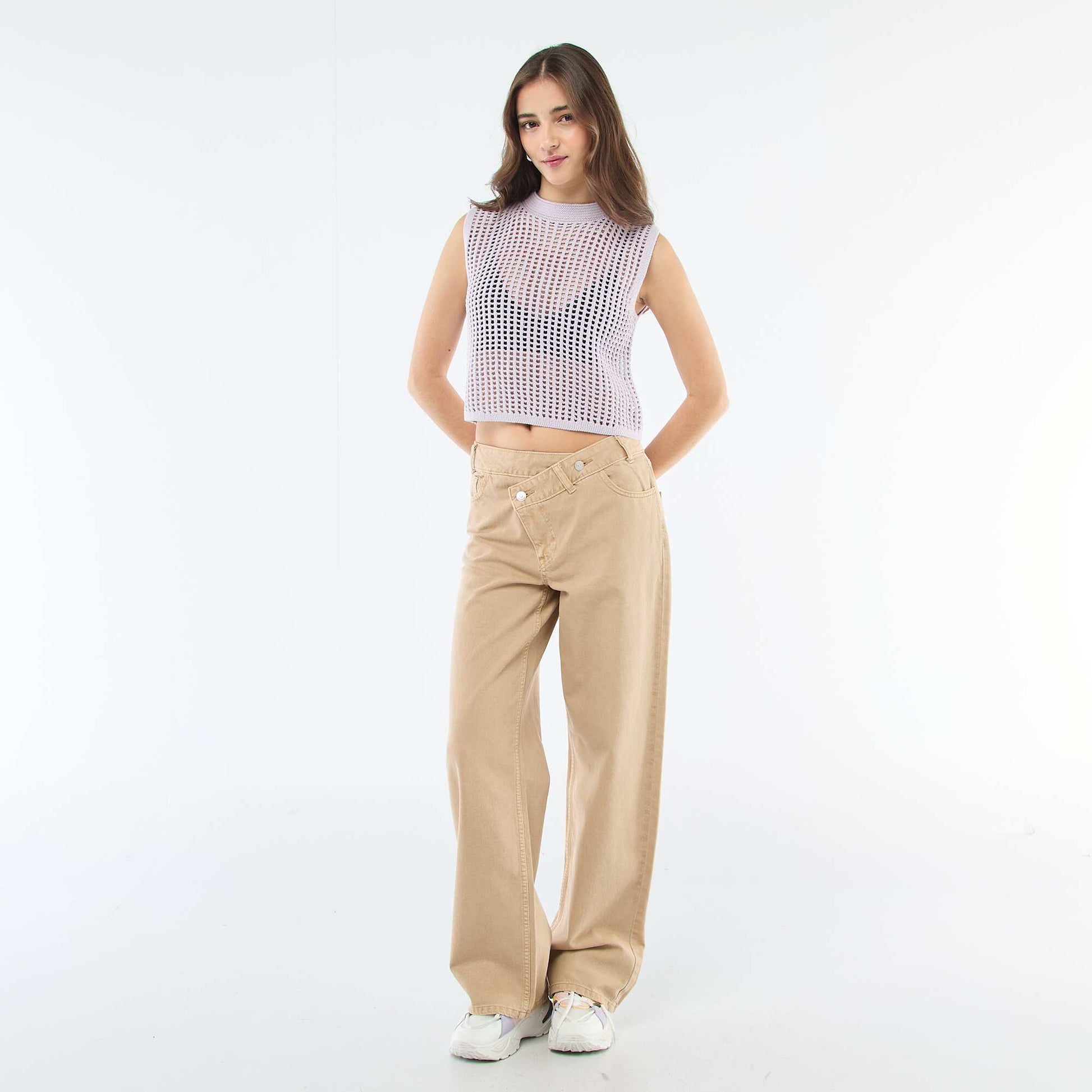 Top sin mangas de crochet ROSA