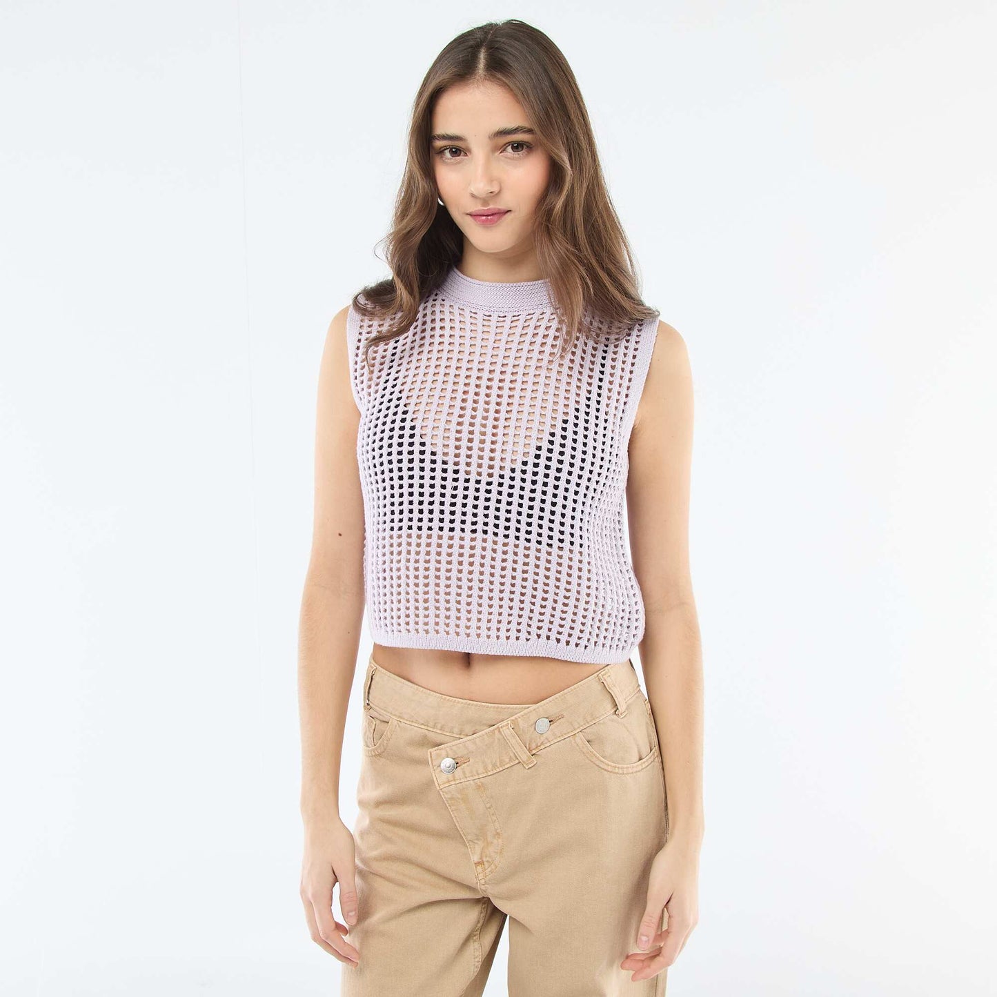 Top sin mangas de crochet ROSA