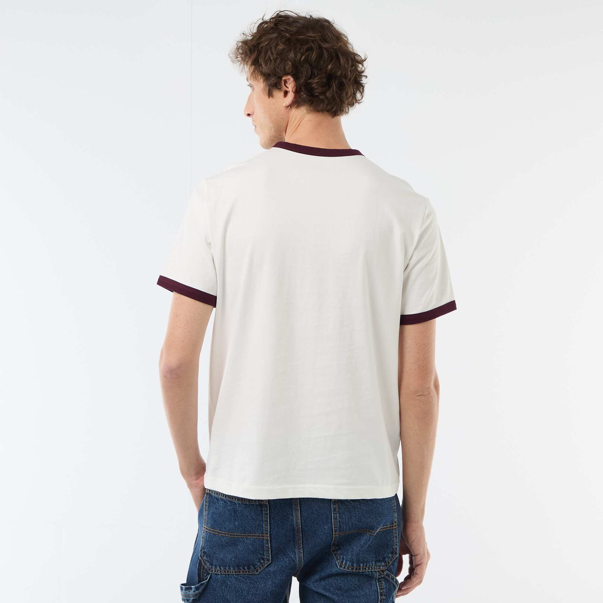 Camiseta estampada con ribete en contraste BLANCO