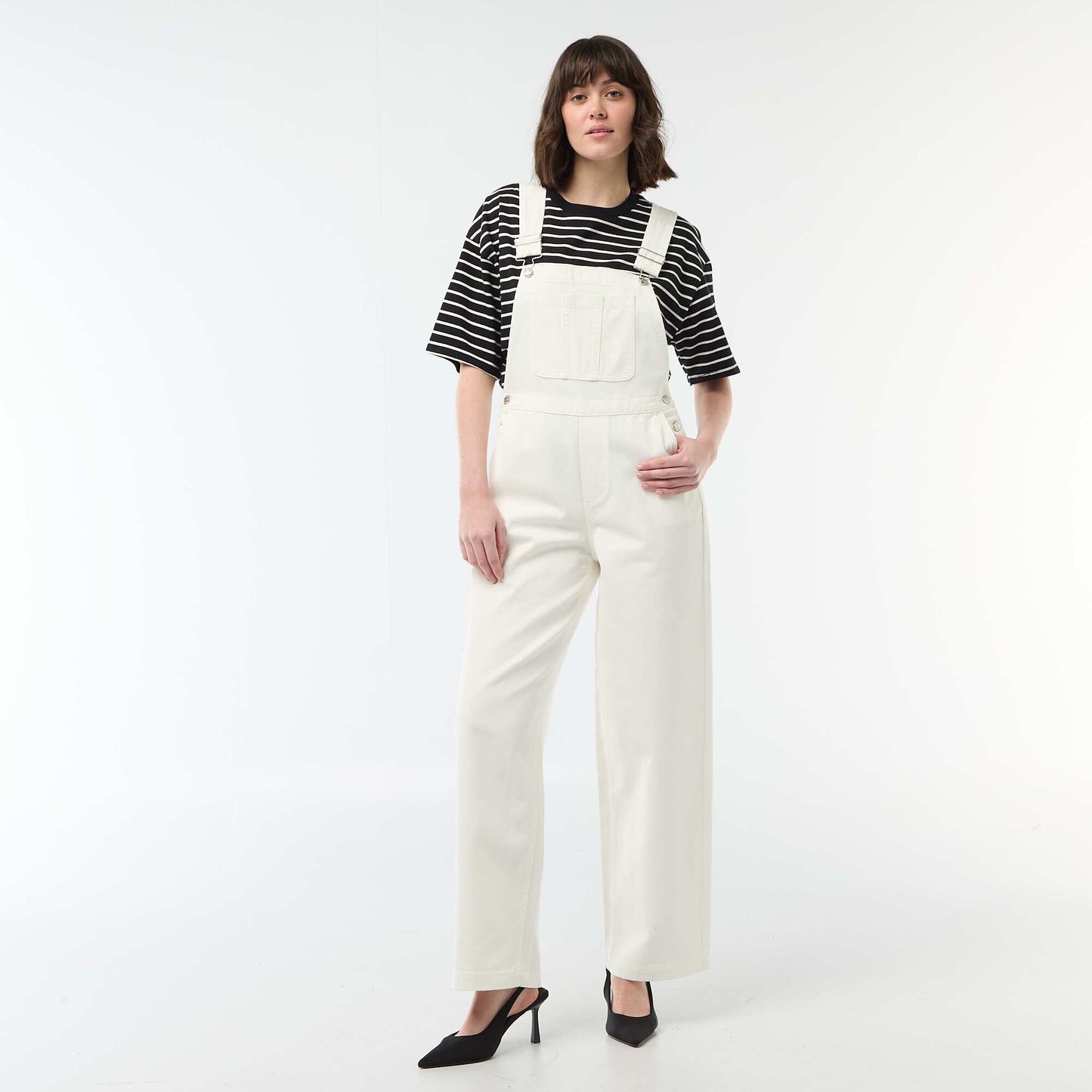 Enterito jean con bolsillo delantero BLANCO