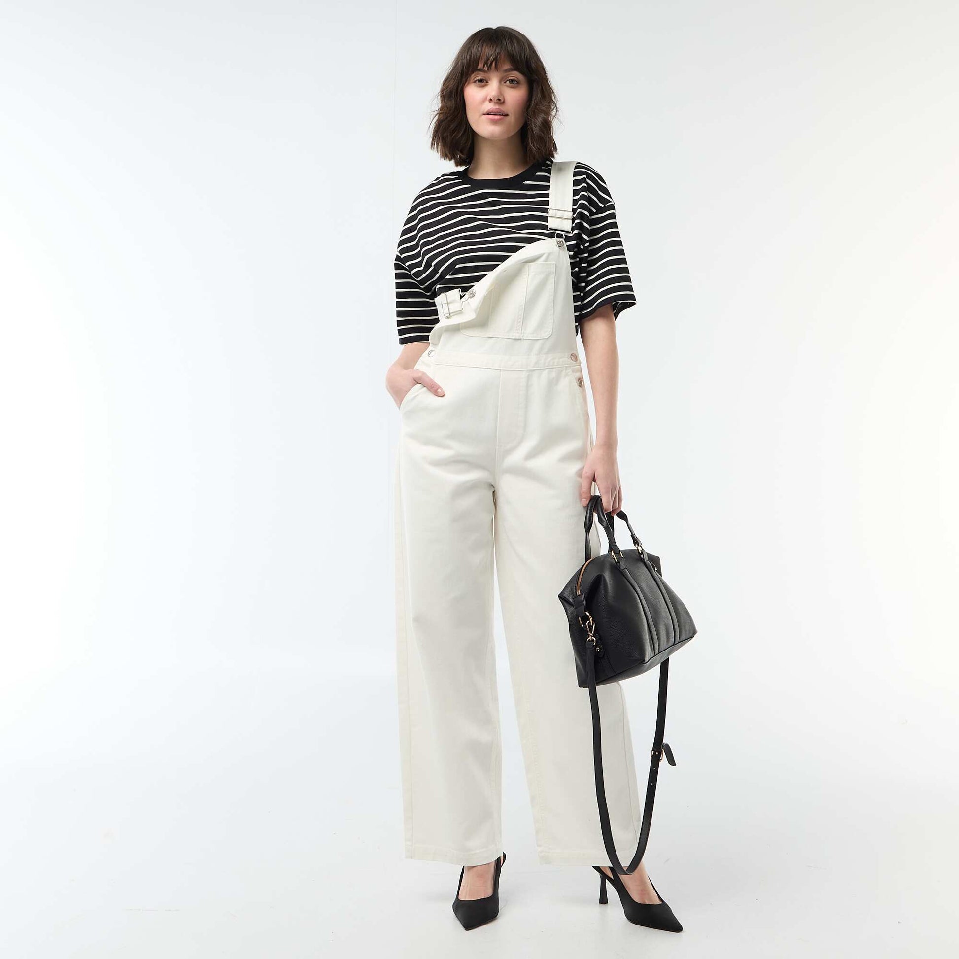 Enterito jean con bolsillo delantero BLANCO