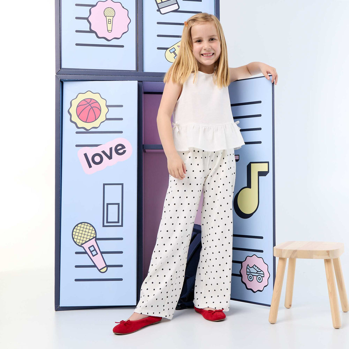 Pantalón ancho de punto crepé BLANCO