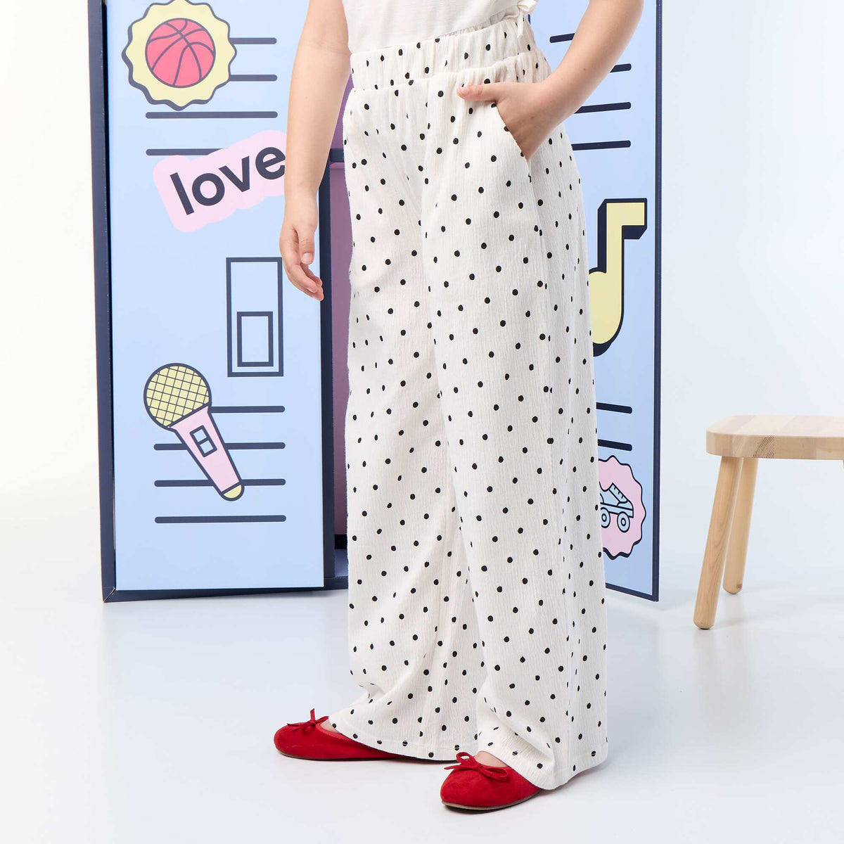Pantalón ancho de punto crepé BLANCO