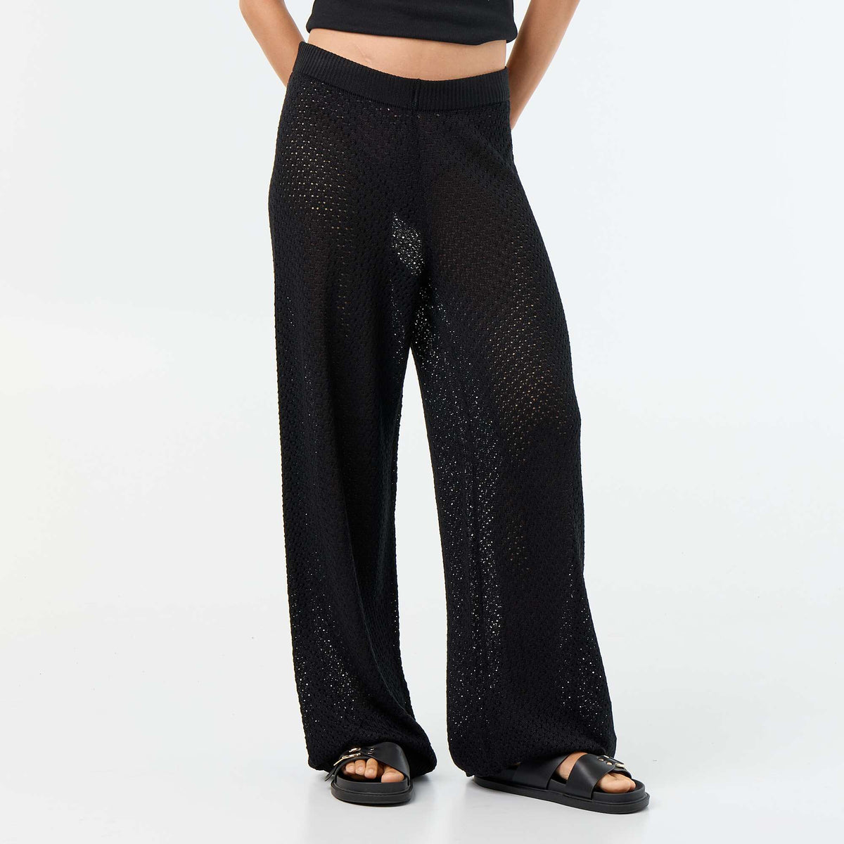 Pantalón de playa de croché NEGRO
