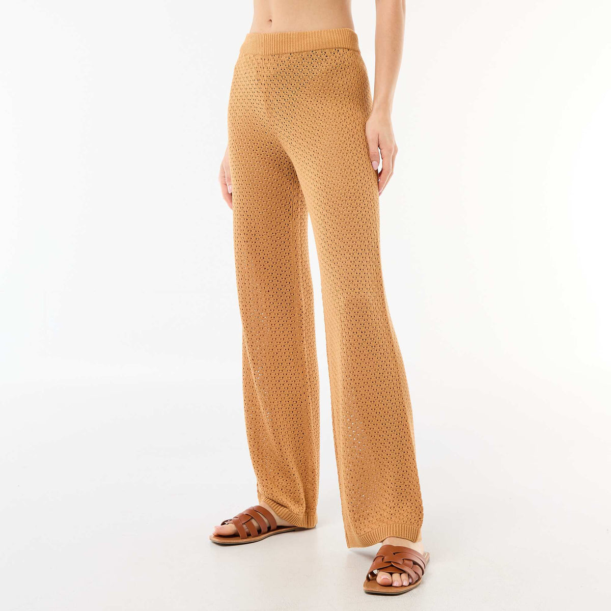 Pantalón de playa de malla croché MARRON
