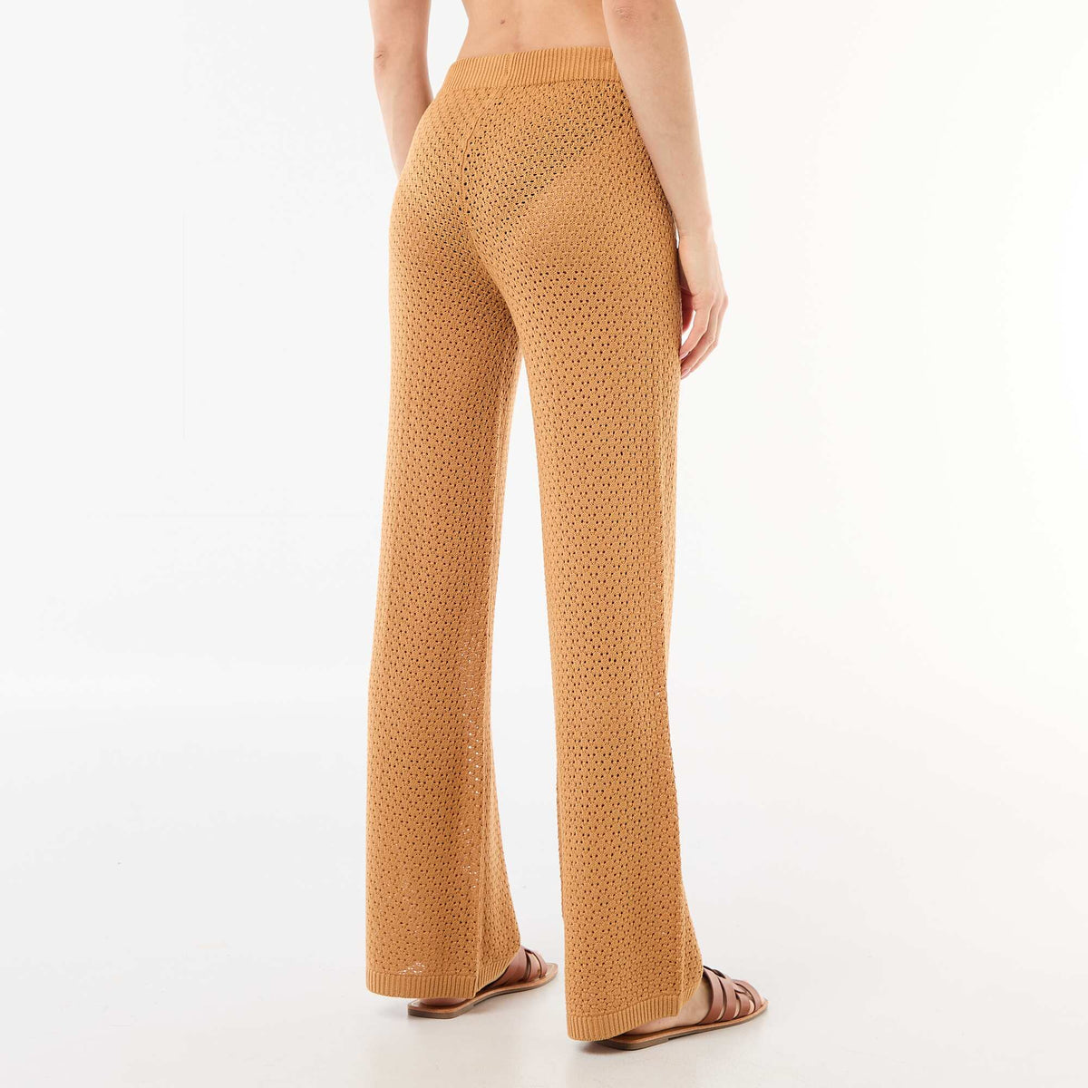 Pantalón de playa de malla croché MARRON
