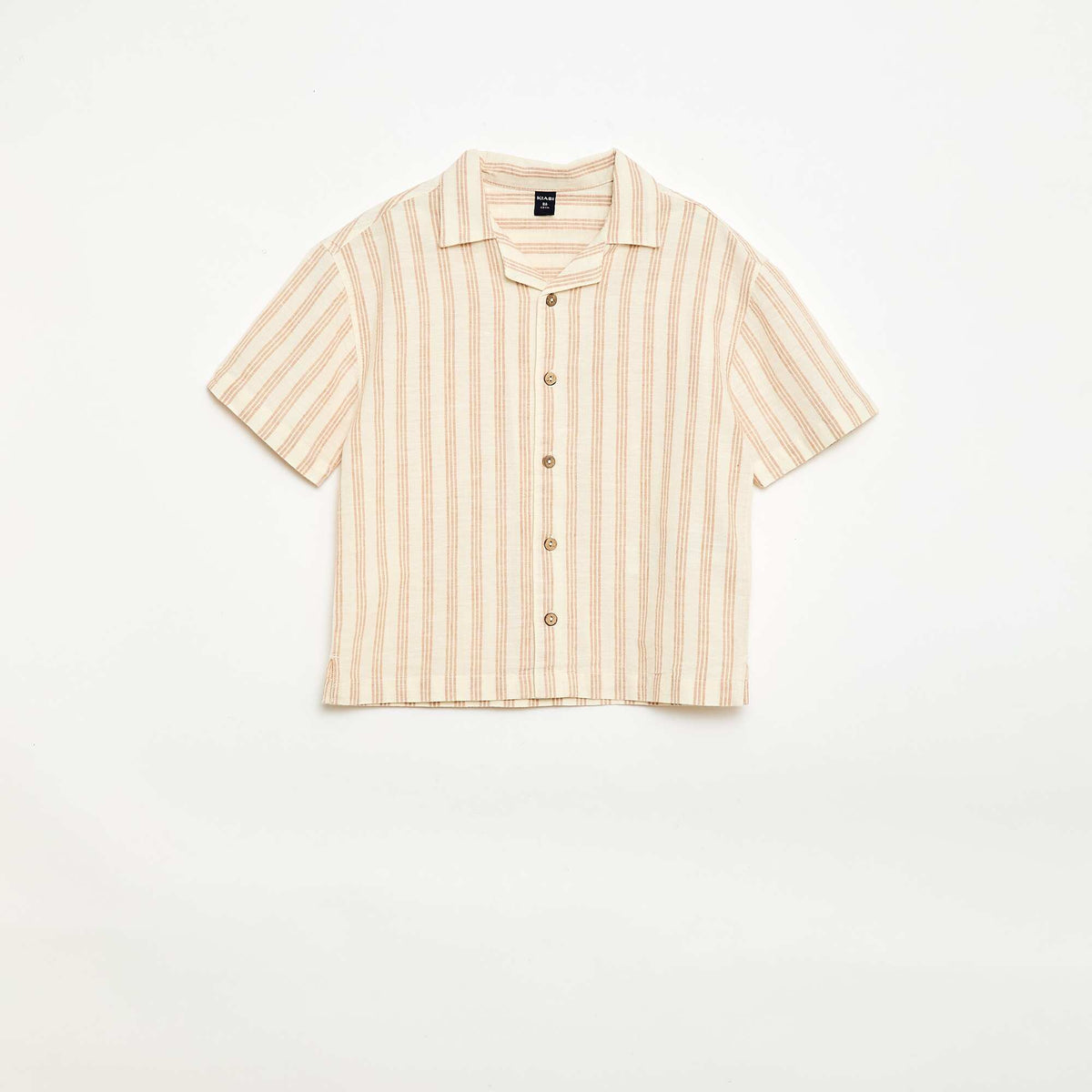 Conjunto de camisa y Pantalón corto de rayas BEIGE