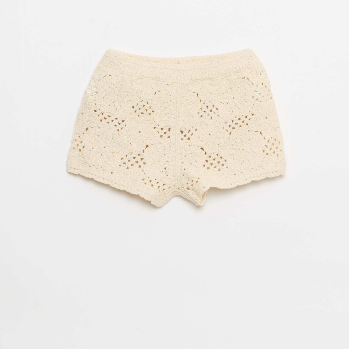 Conjunto de 2 piezas de punto de ganchillo - top + Pantalón corto BLANCO