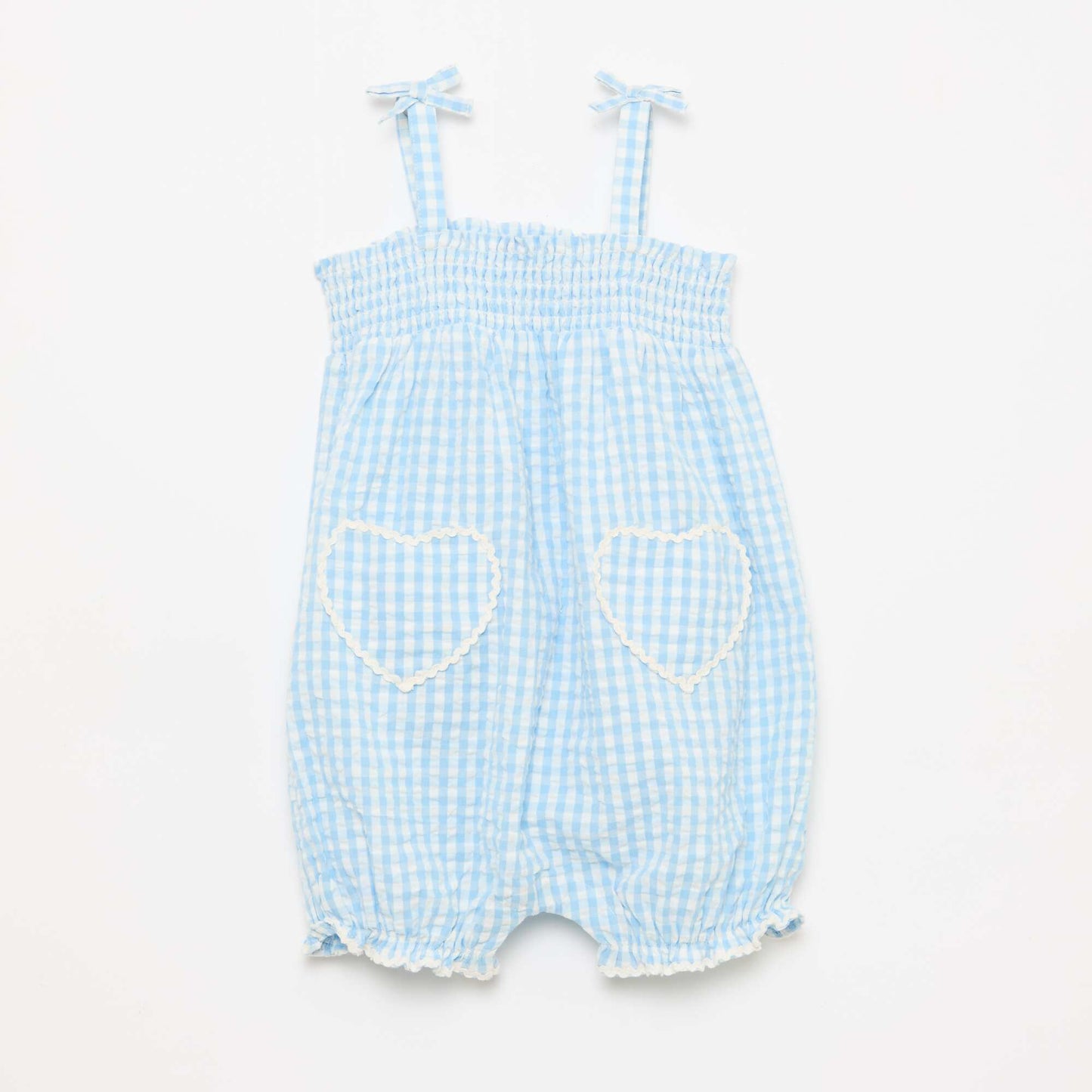 Conjunto pelele + sombrero tipo pescador con estampado vichy - 2 piezas BLANCO