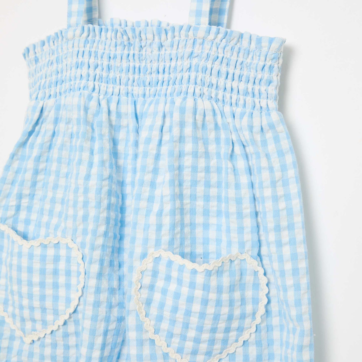 Conjunto pelele + sombrero tipo pescador con estampado vichy - 2 piezas BLANCO
