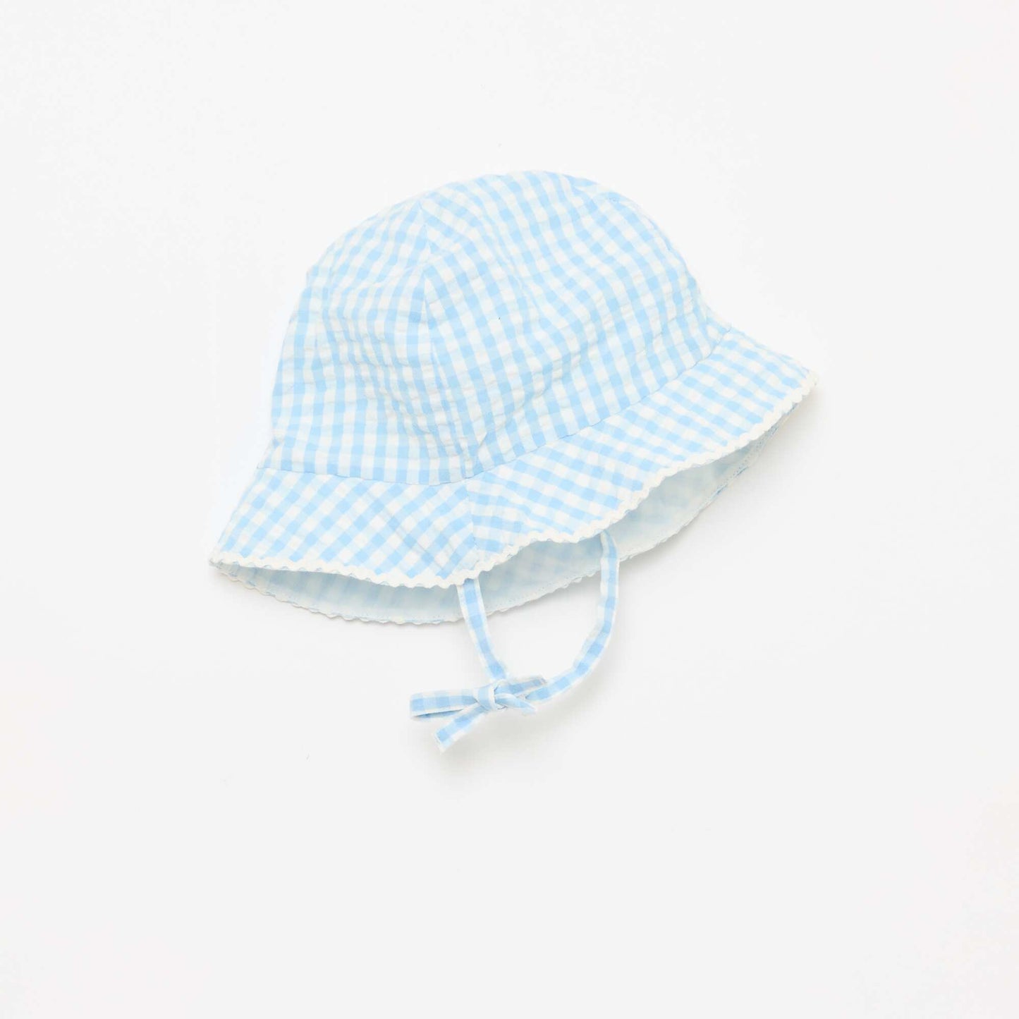Conjunto pelele + sombrero tipo pescador con estampado vichy - 2 piezas BLANCO