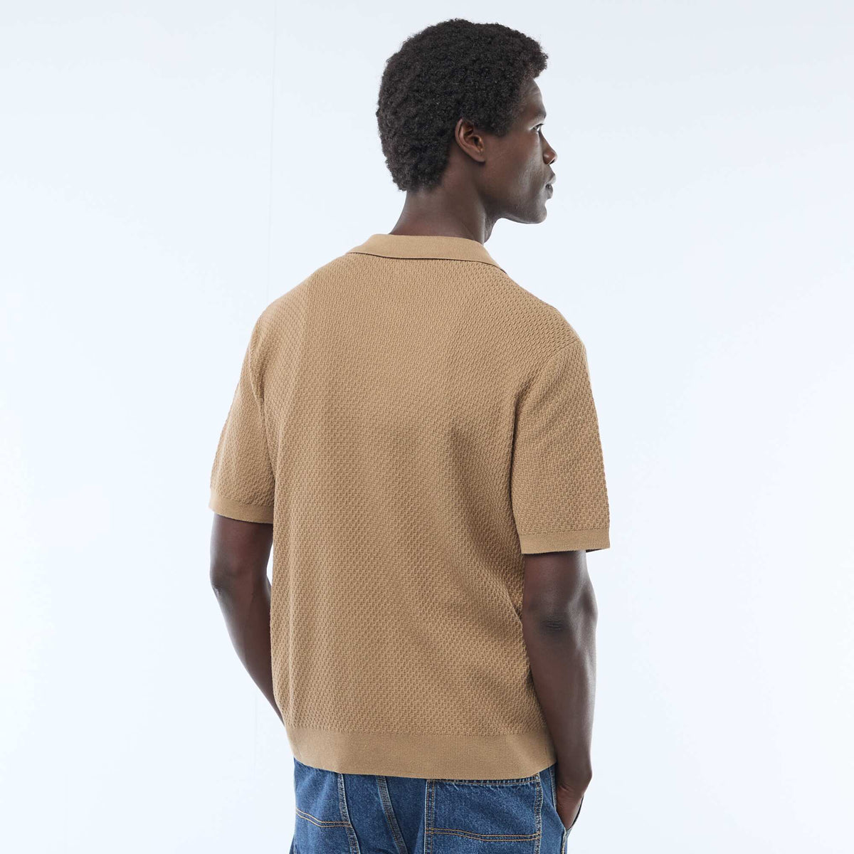Remera de punto gofrado KAKI