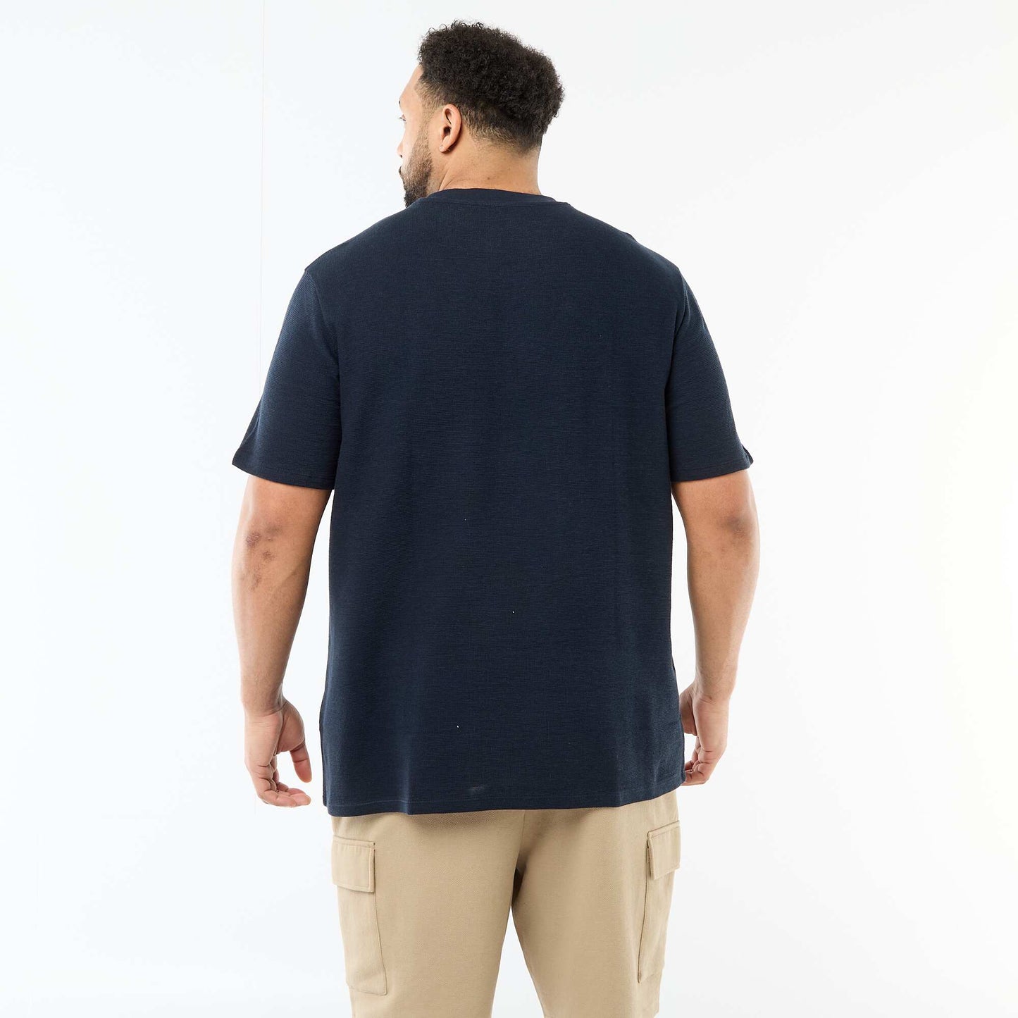 Camiseta de manga corta y cuello redondo en jacquard de algodón GRIS