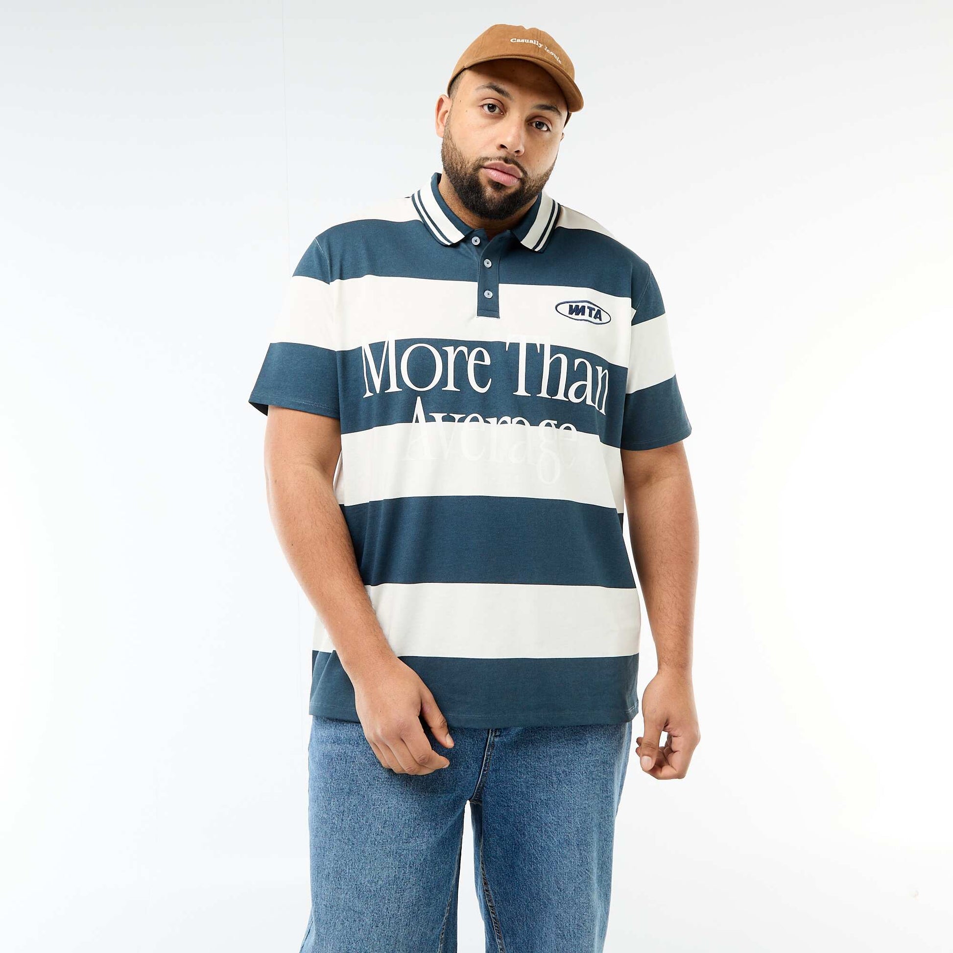 Remera estilo rugby de manga corta AZUL