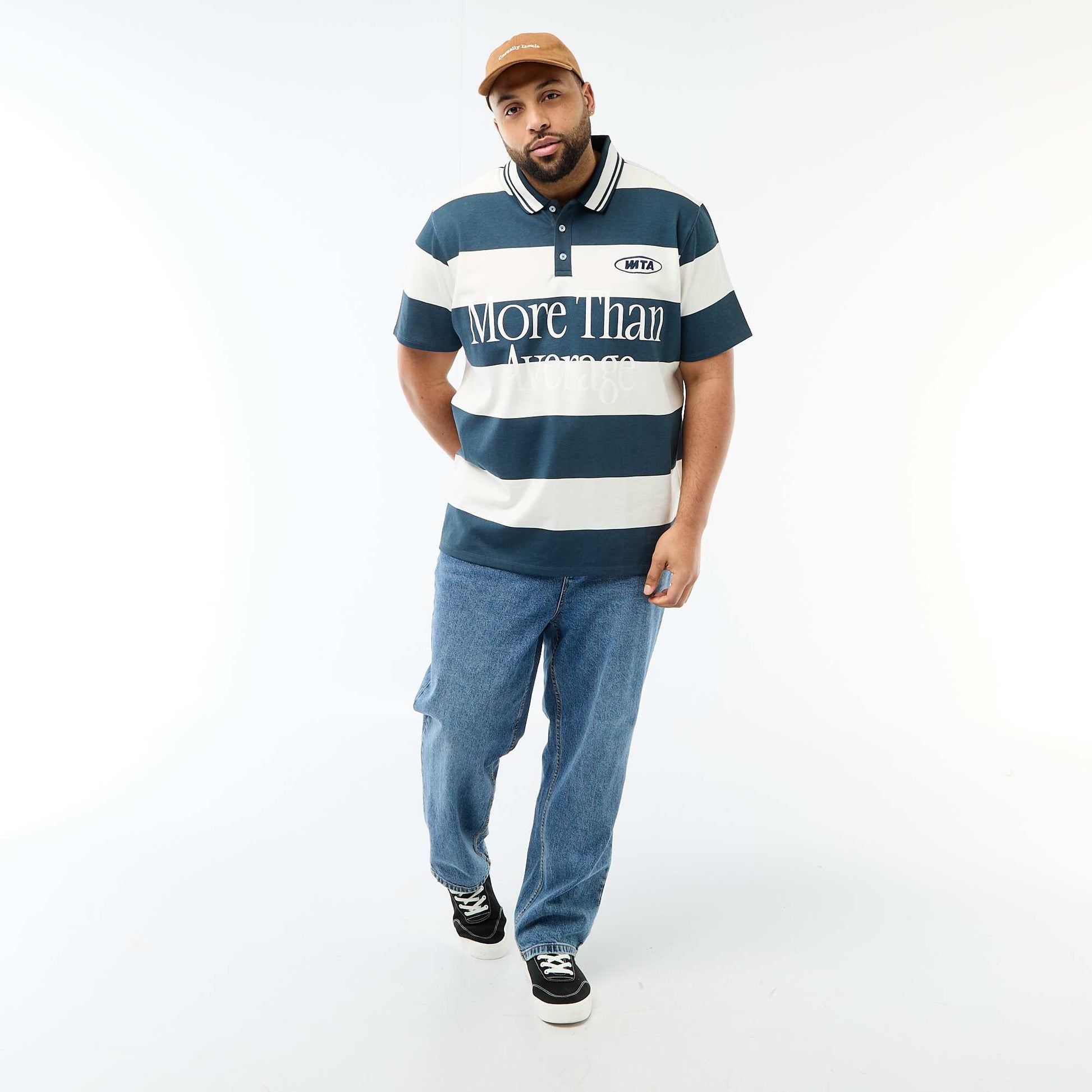 Remera estilo rugby de manga corta AZUL