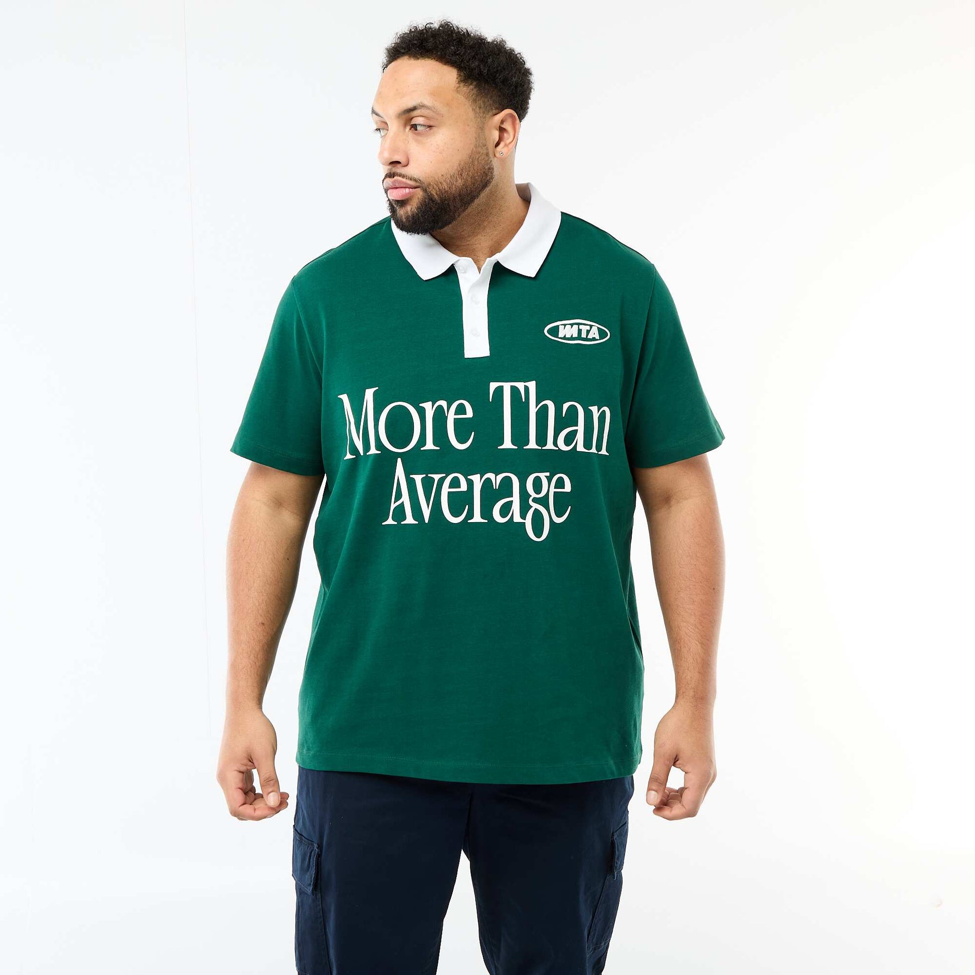 Remera estilo rugby de manga corta VERDE