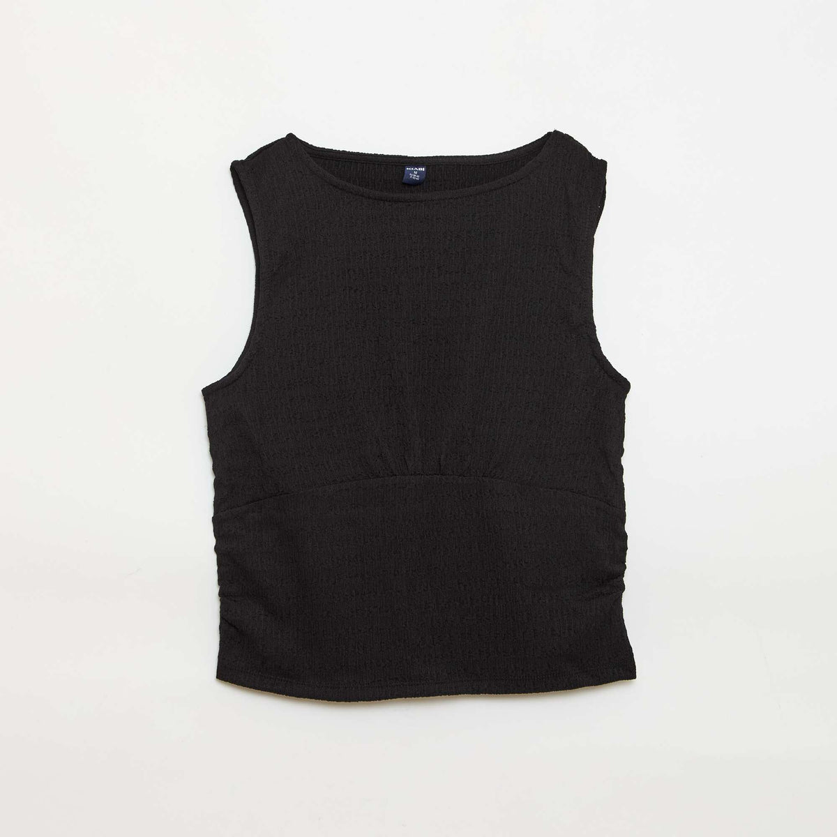 Top ajustado de tejido crepé NEGRO