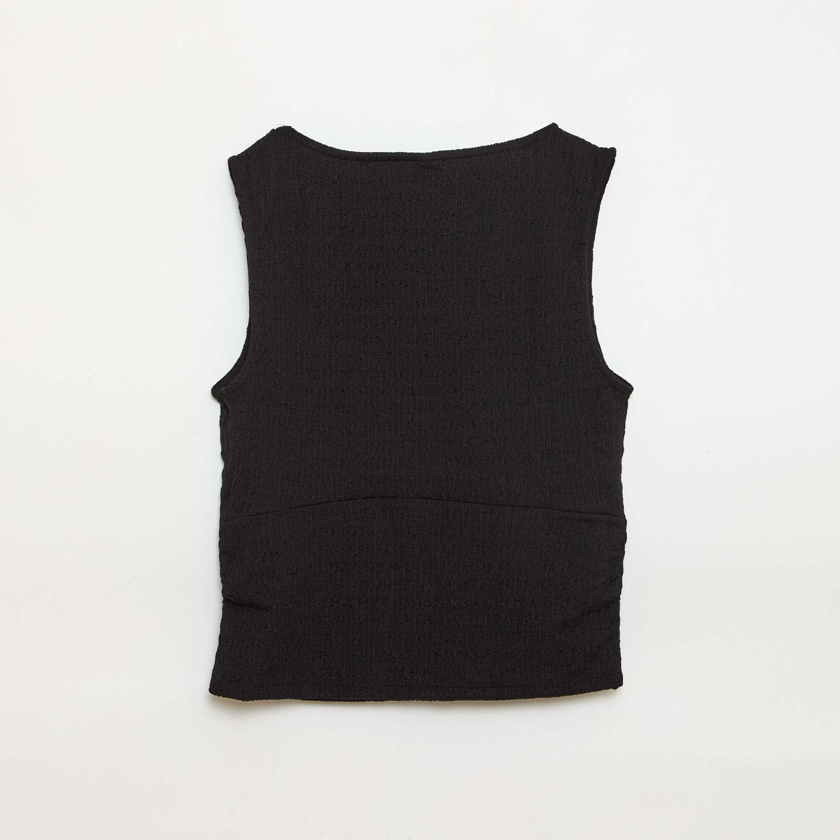 Top ajustado de tejido crepé NEGRO