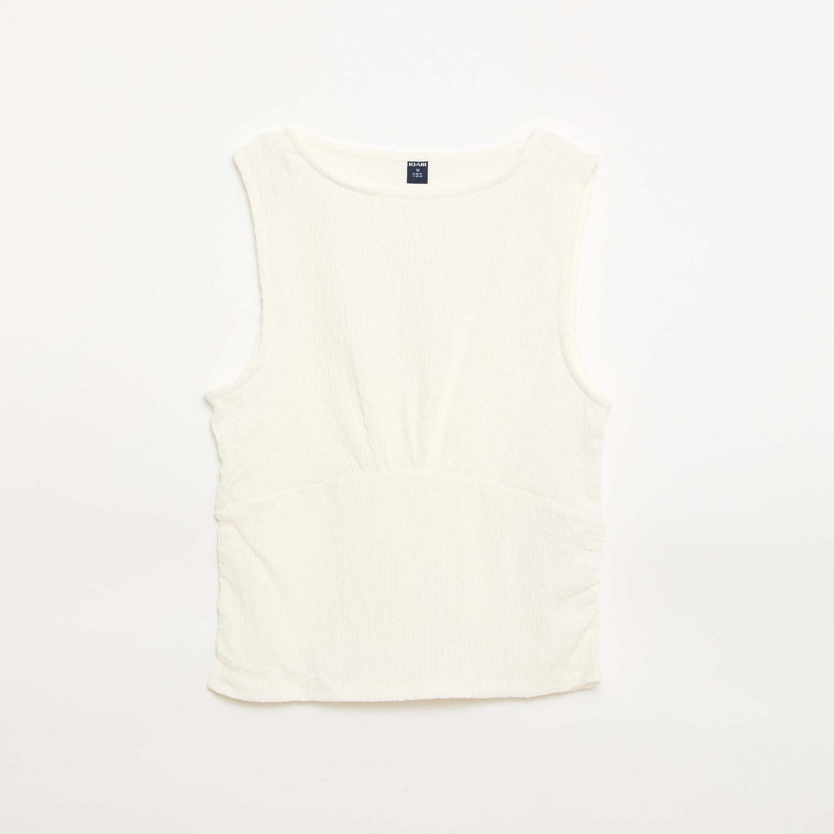 Top ajustado de tejido crepé BEIGE