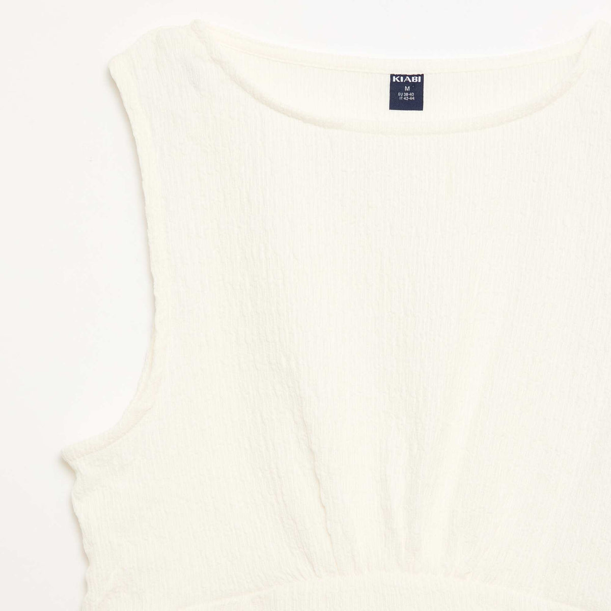 Top ajustado de tejido crepé BEIGE