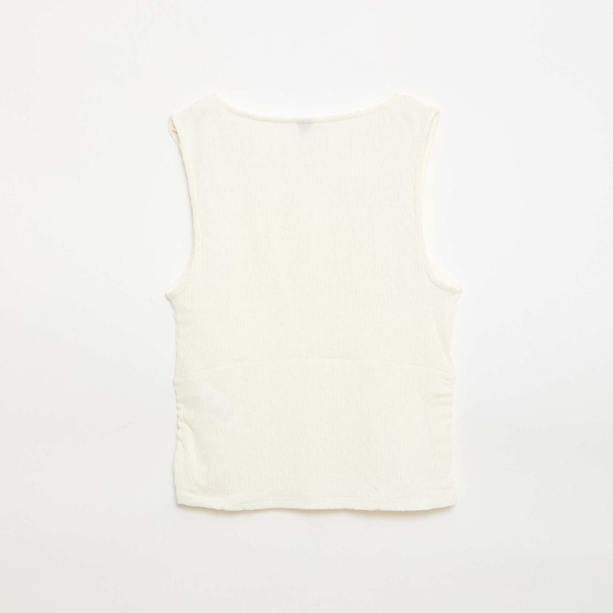 Top ajustado de tejido crepé BEIGE