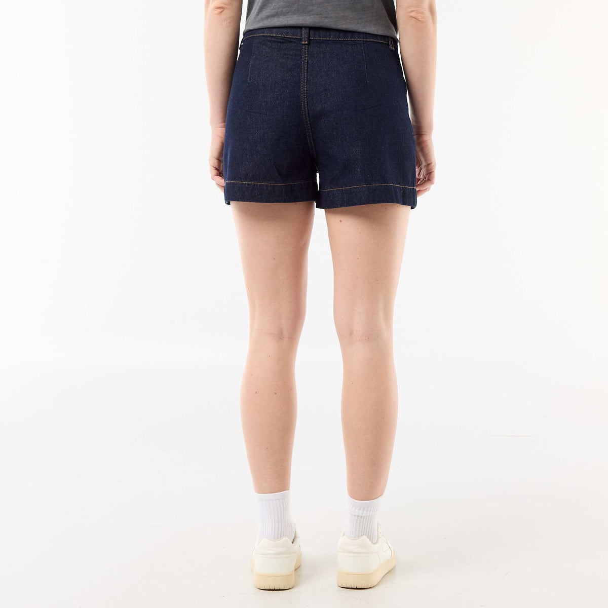 Pantalón corto jean con bolsillos trenzados AZUL