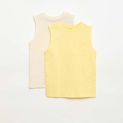 Pack de 2 camisetas de tirantes con bolsillo en el pecho AMARILLO
