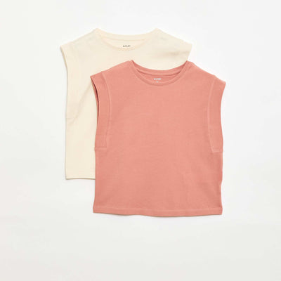 Pack de 2 camisetas de tirantes lisas ROSA