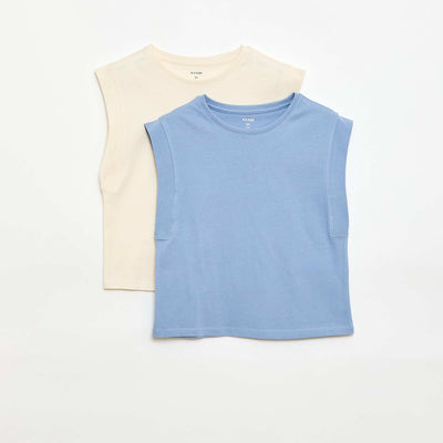Pack de 2 camisetas de tirantes lisas AZUL
