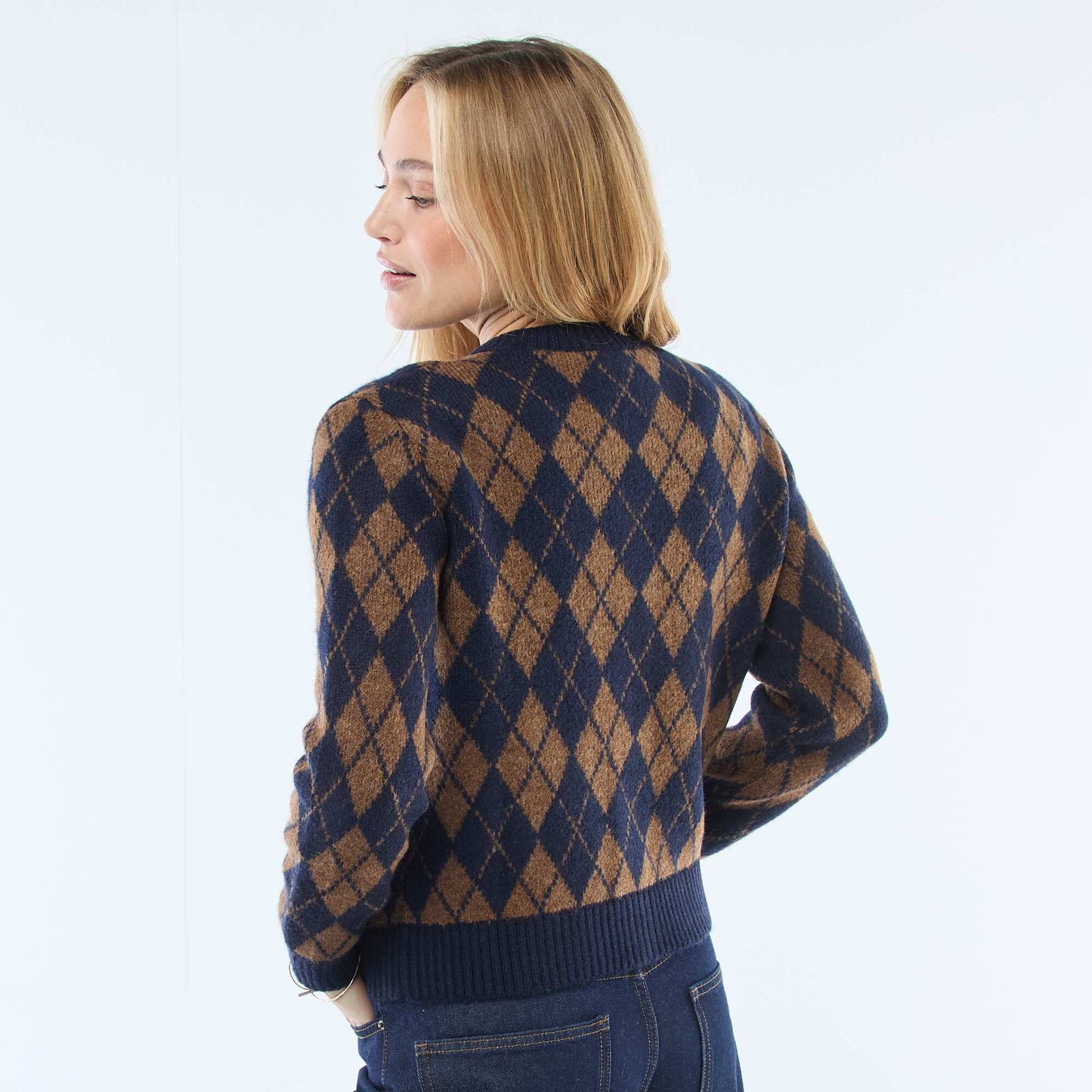 Cárdigan cálido con estampado AZUL