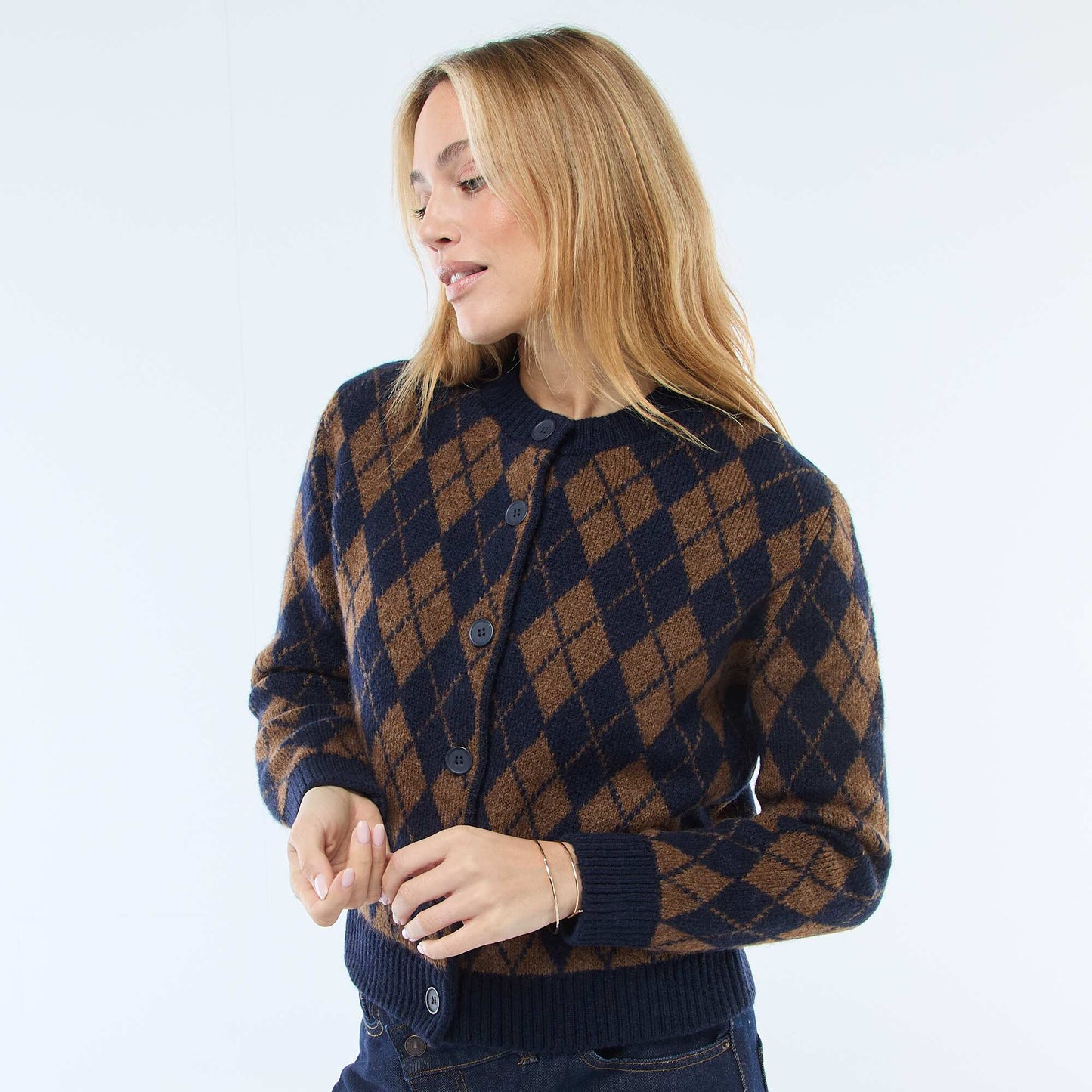Cárdigan cálido con estampado AZUL