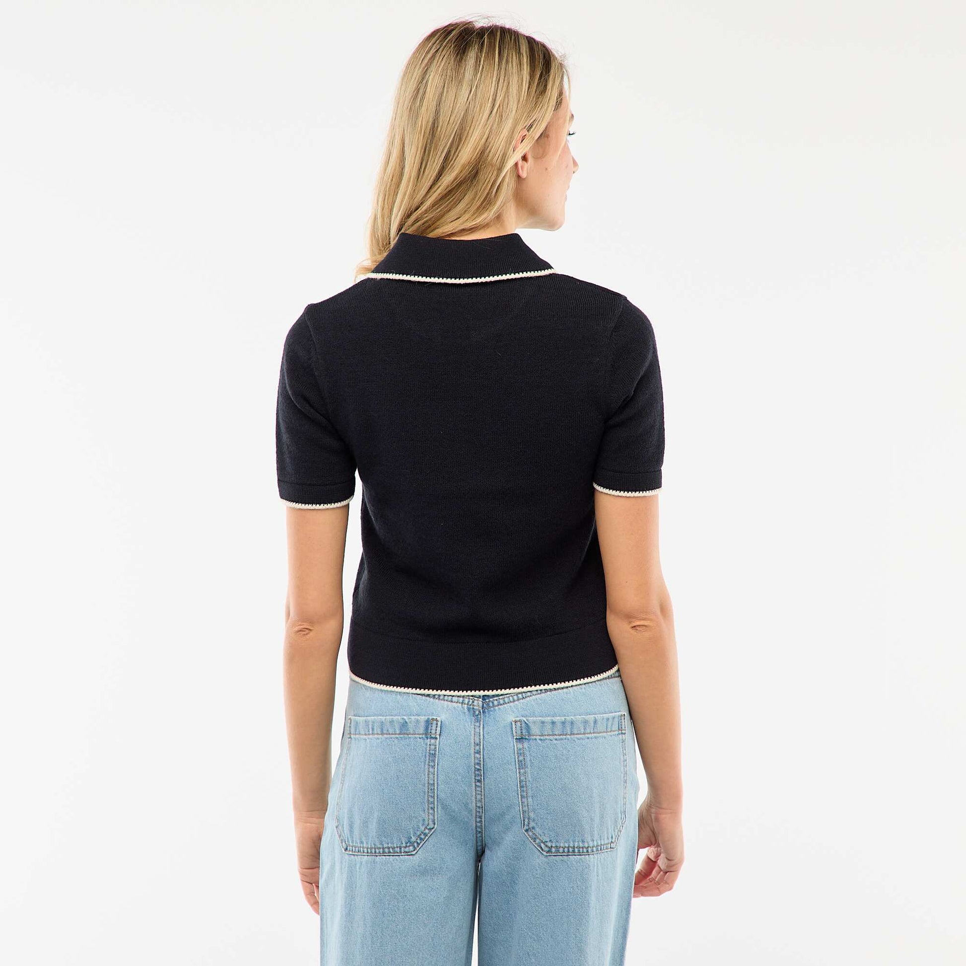 Remera de punto en mezcla de lana AZUL