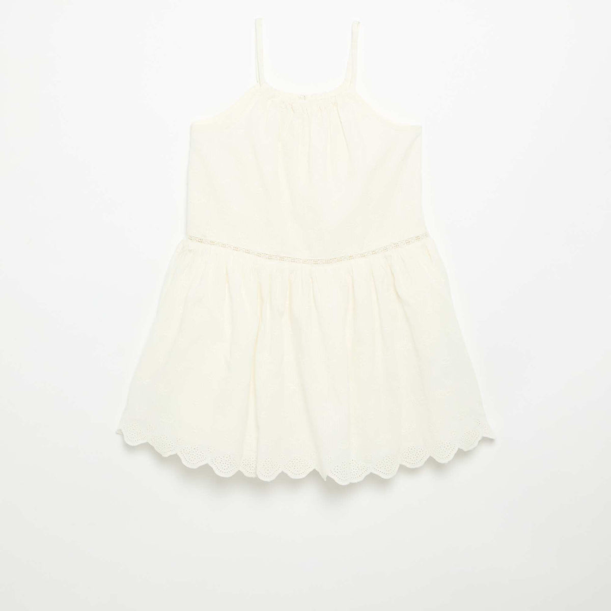 Vestido de tirantes finos no ajustables con bordados BLANCO