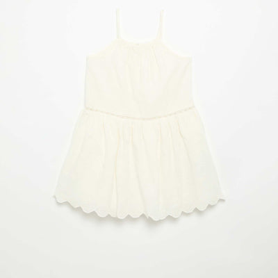Vestido de tirantes finos no ajustables con bordados BLANCO