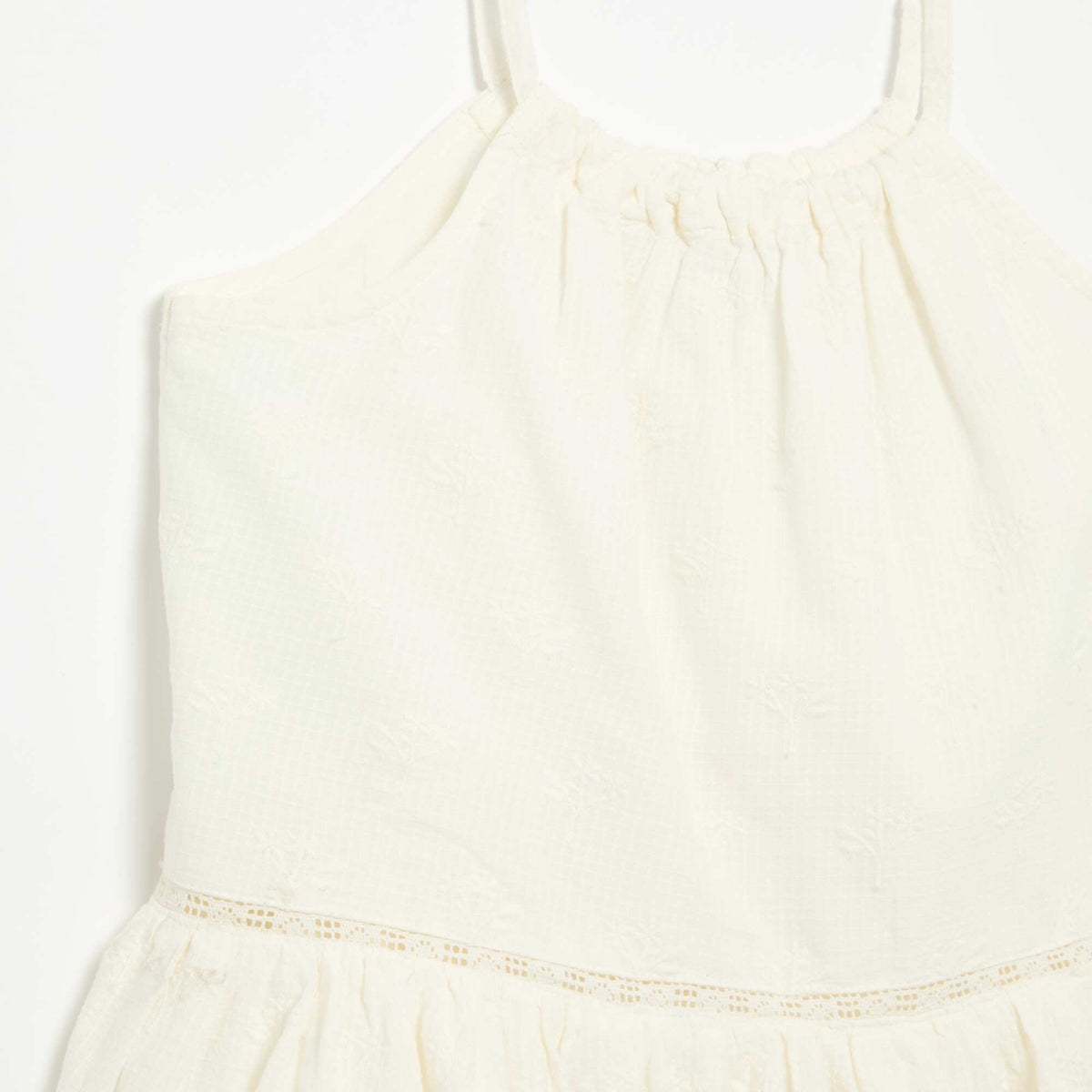 Vestido de tirantes finos no ajustables con bordados BLANCO