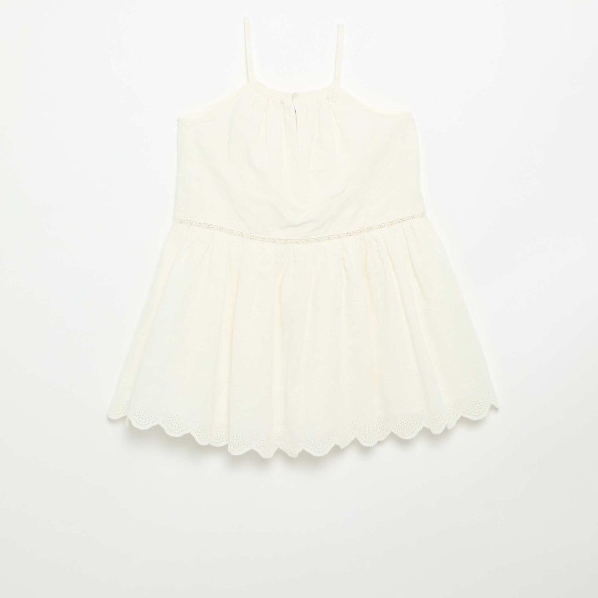 Vestido de tirantes finos no ajustables con bordados BLANCO