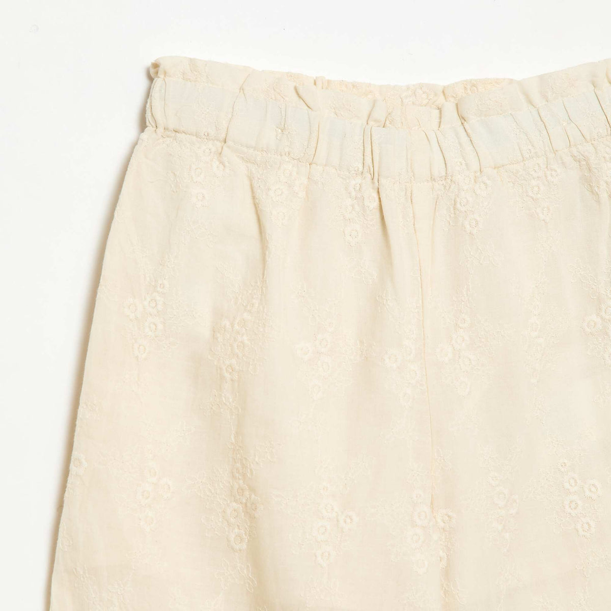 Pantalón de popelina con bordados BLANCO
