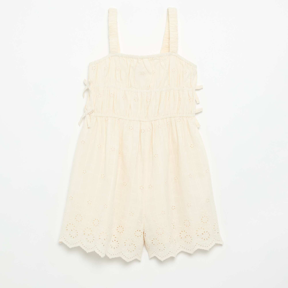 Vestido de tirantes finos con bordados all-over BLANCO