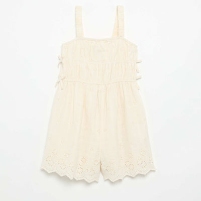 Vestido de tirantes finos con bordados all-over BLANCO