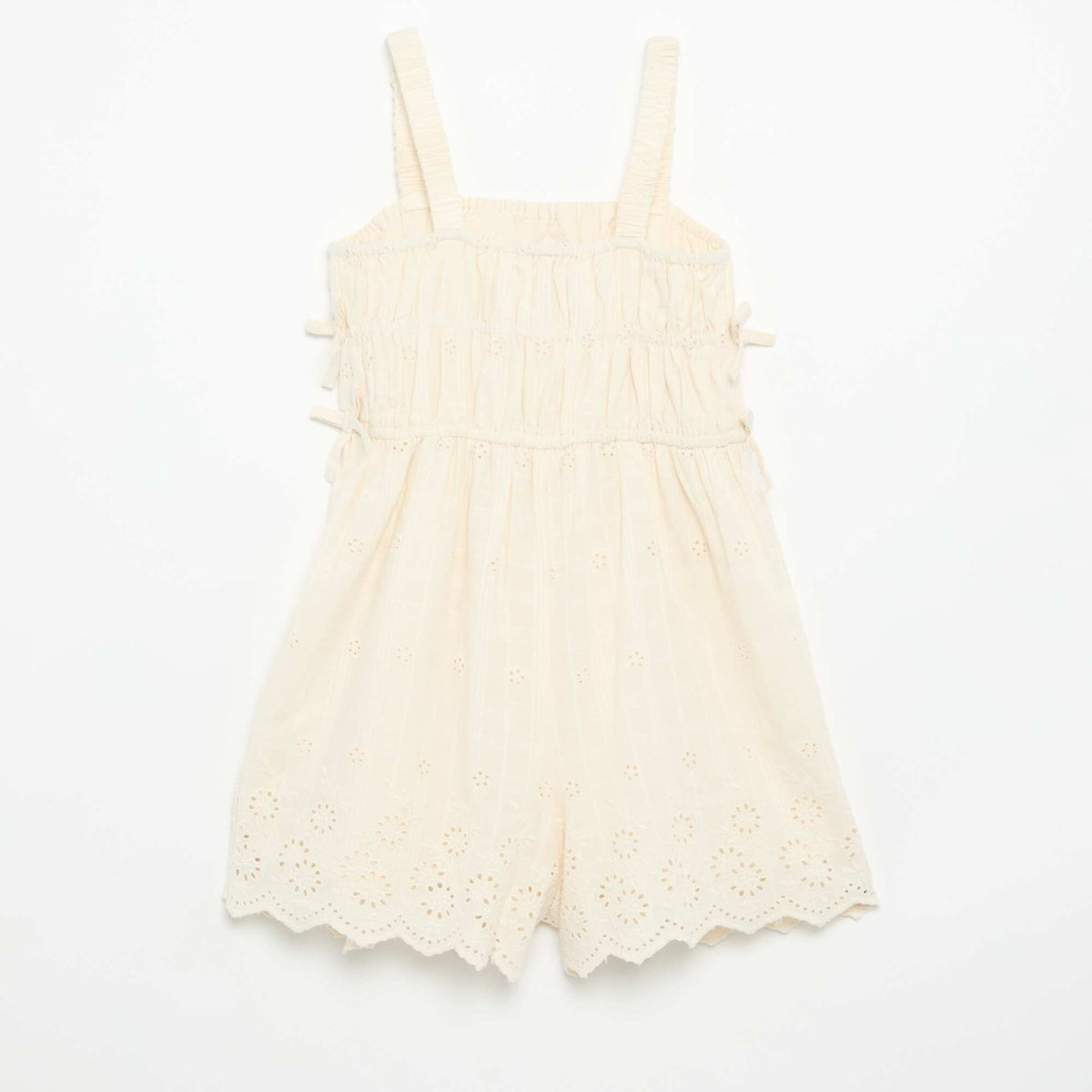Vestido de tirantes finos con bordados all-over BLANCO