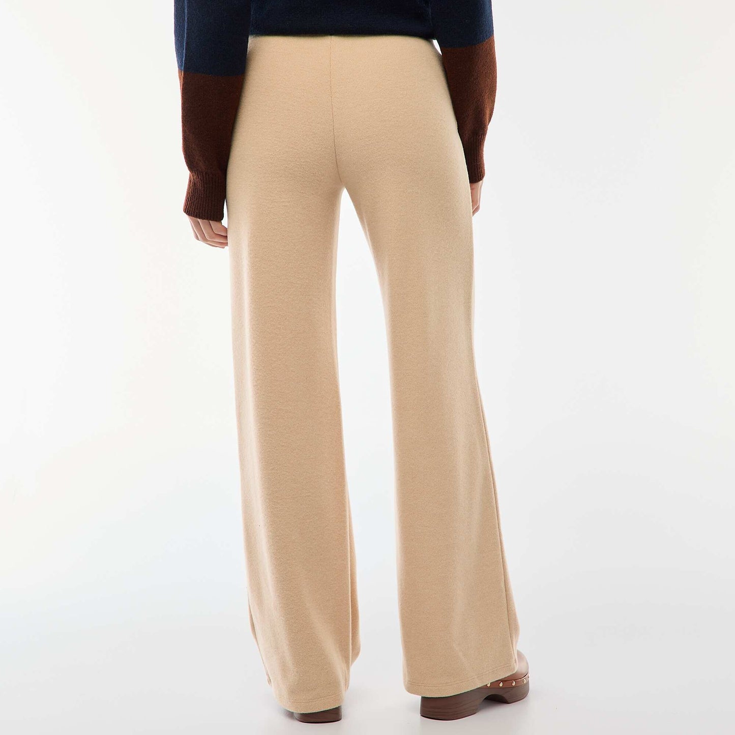 Pantalón wide leg de punto suave BEIGE