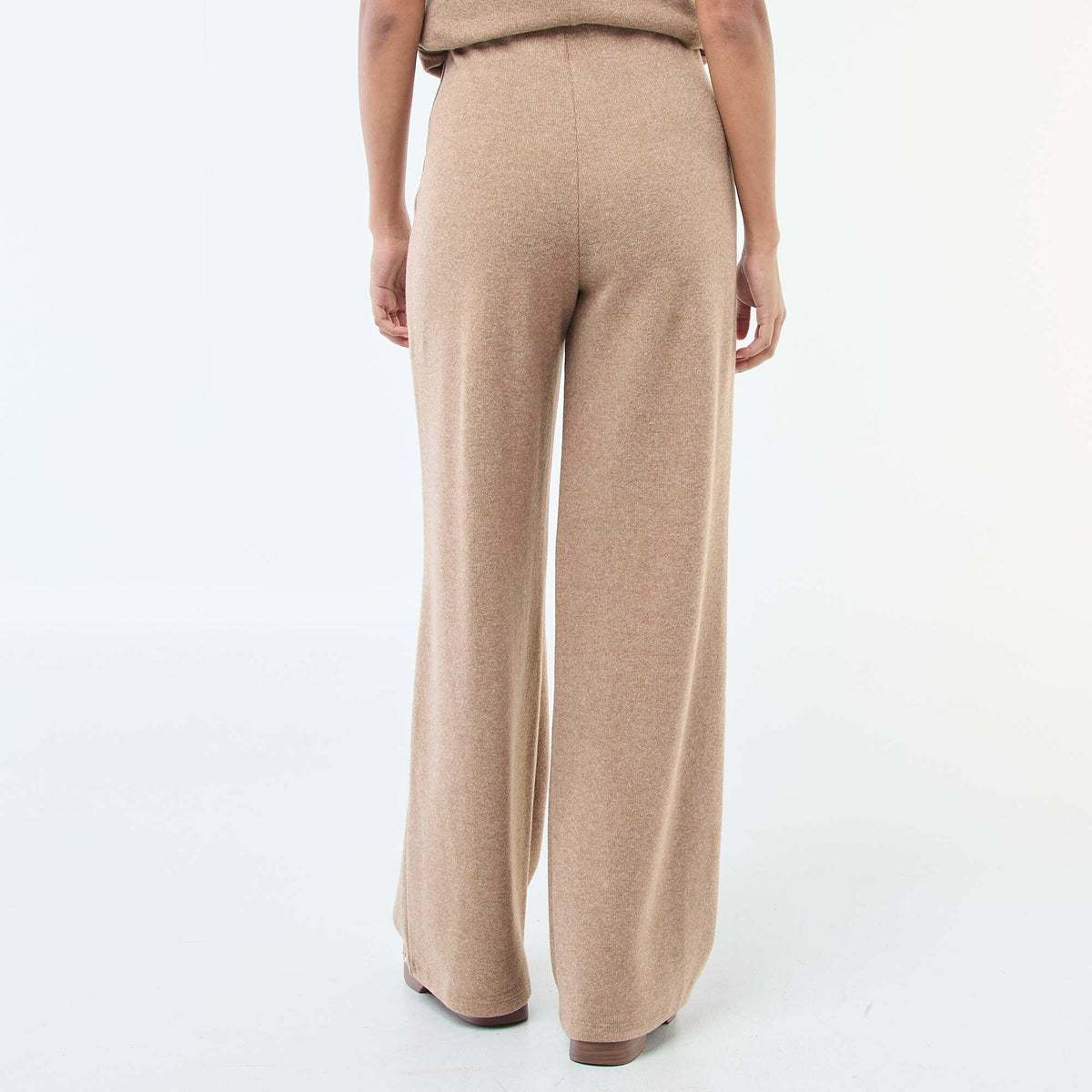 Pantalón wide leg de punto suave BEIGE