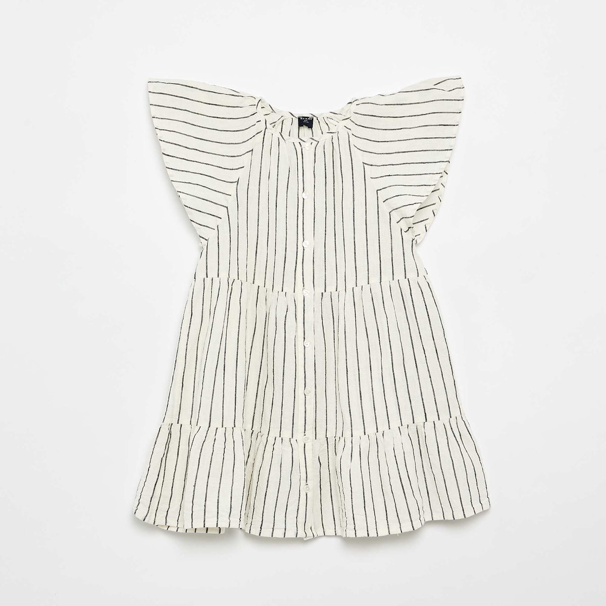 Vestido de rayas con corte evasé CRUDO
