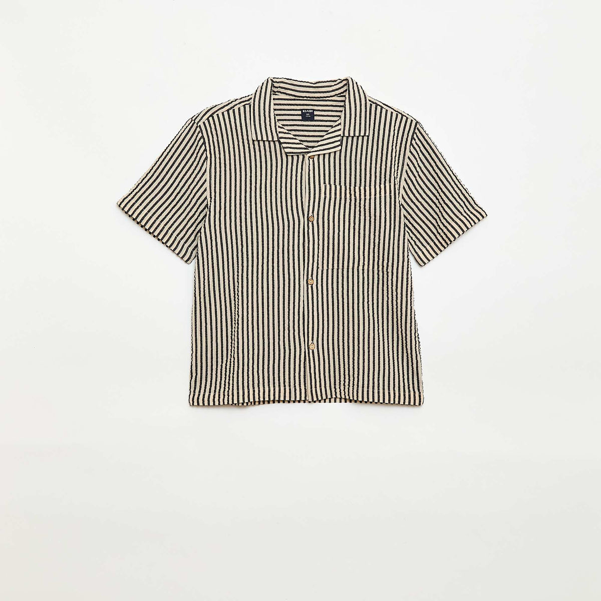 Camisa crepé de manga corta BEIGE