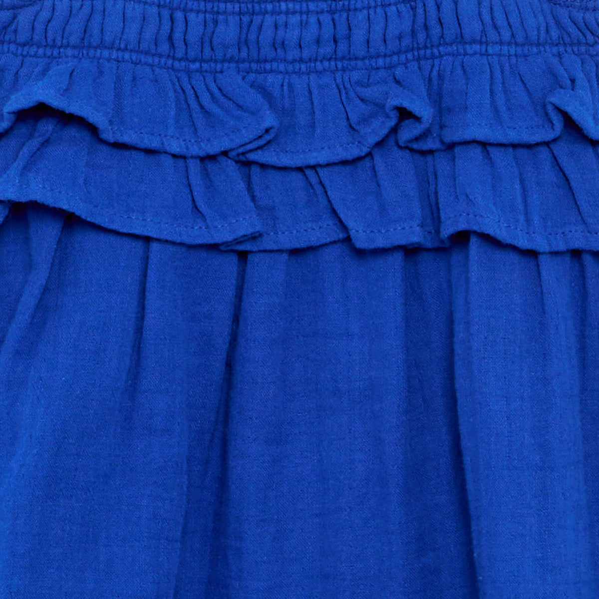 Vestido de tirantes con nido de abeja y volantes AZUL