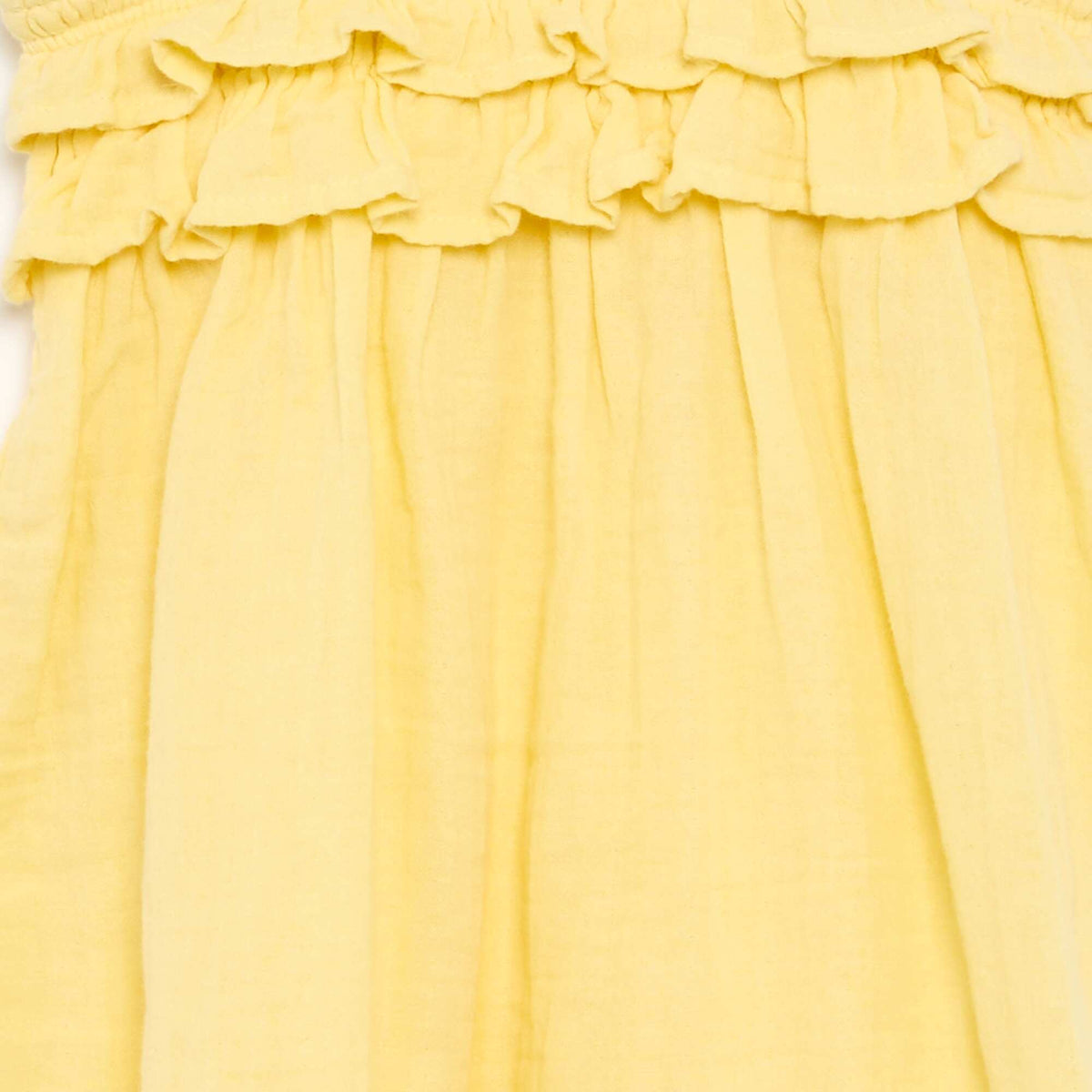 Vestido de tirantes con nido de abeja y volantes AMARILLO
