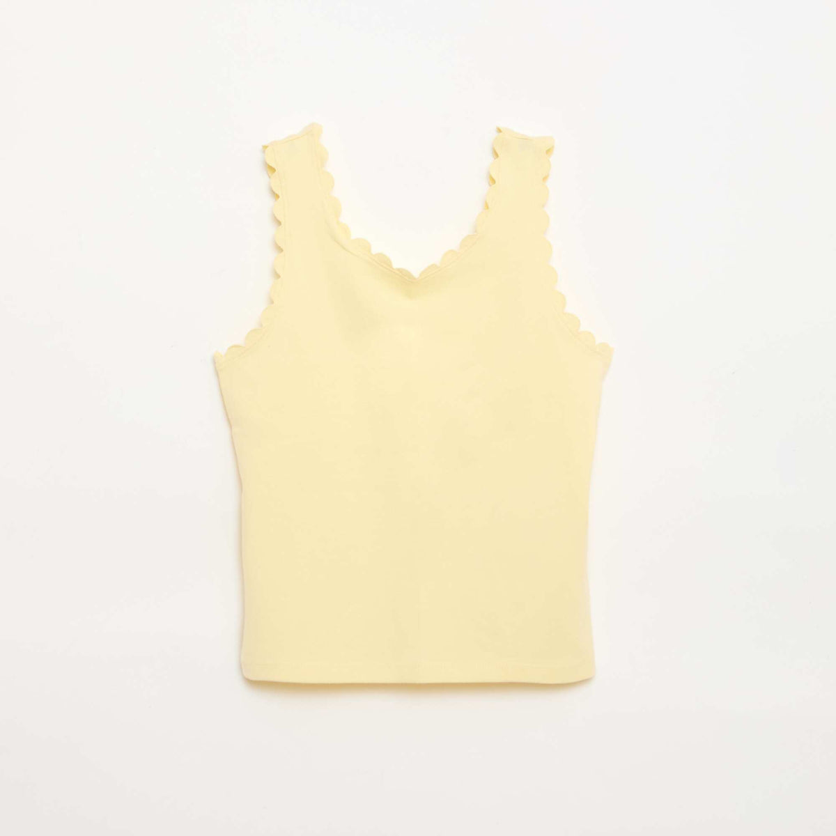 Camiseta de tirantes lisa con bordes ondulados AMARILLO