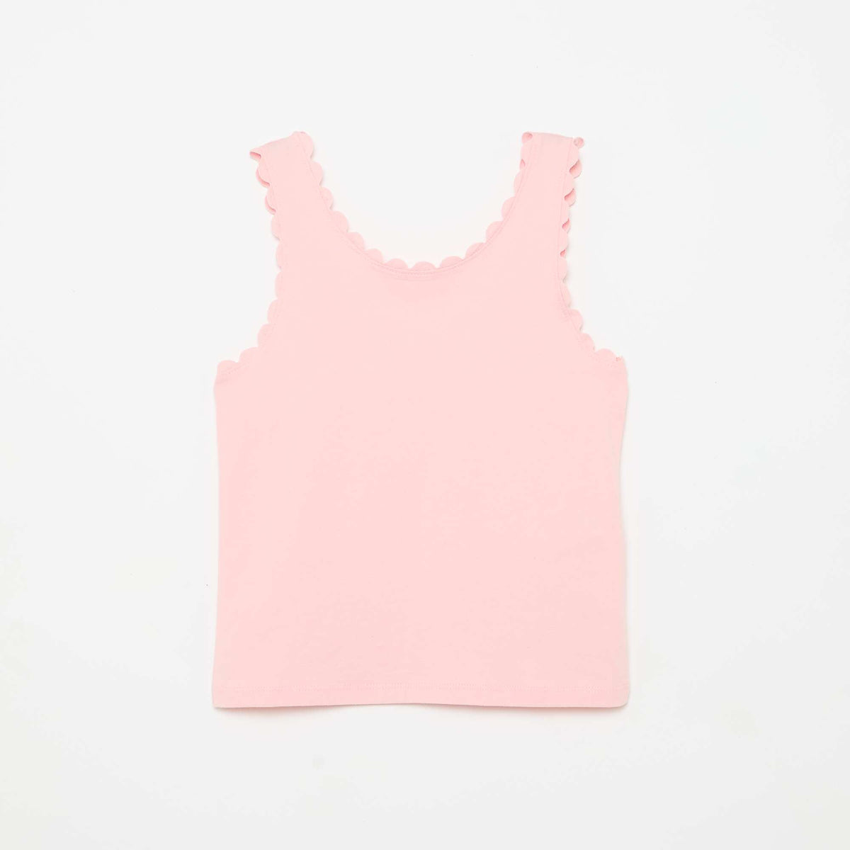Camiseta de tirantes lisa con bordes ondulados ROSA